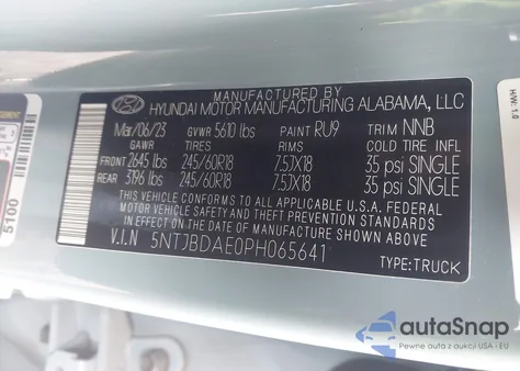 2023 Hyundai Santa Cruz Sel from USA, damaged, VIN 5NTJBDAE0PH065641